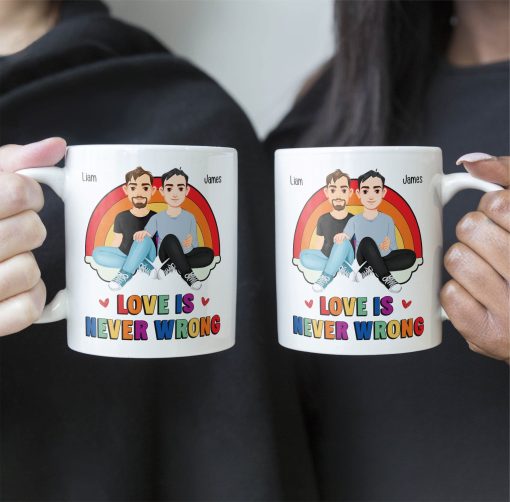 Love Is Never Wrong Pride Month - Personalized Mug - Image 2