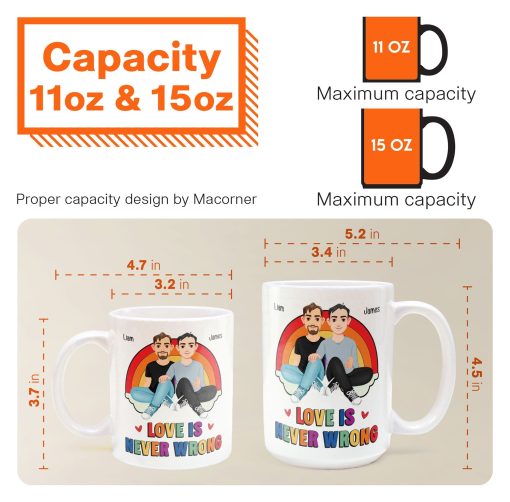Love Is Never Wrong Pride Month - Personalized Mug - Image 9