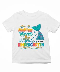 Making Wave In Kindergarten,1St Grade, 2Nd Grade - Personalized Shirt - Back To School Gift For Kids, Daughter, Niece, Grandkid