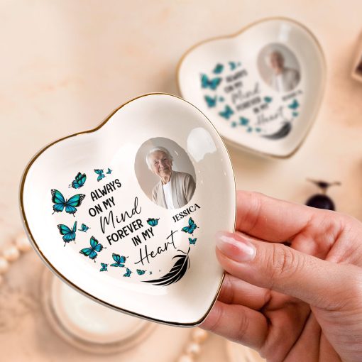 Memorial Gift Always On My Mind - Personalized Photo Ring Dish - Image 5