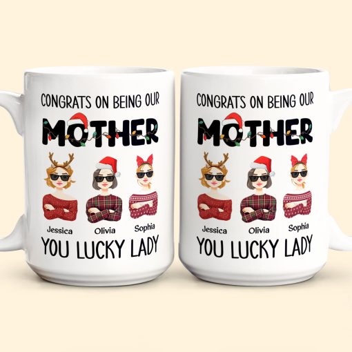Mom, You Lucky Lady - Personalized Mug - Image 2