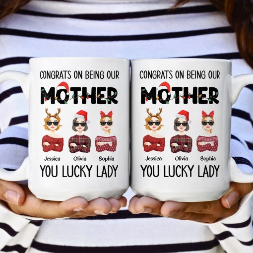 Mom, You Lucky Lady - Personalized Mug - Image 3