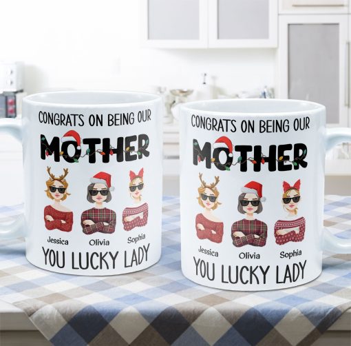 Mom, You Lucky Lady - Personalized Mug - Image 7