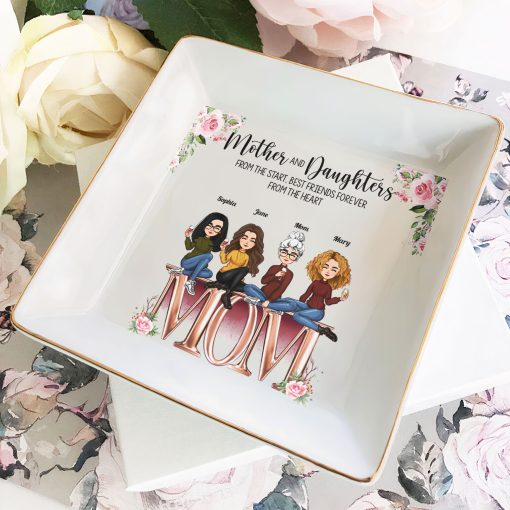 Mother And Daughters Best Friends From The Heart - Personalized Jewelry Dish - Image 2