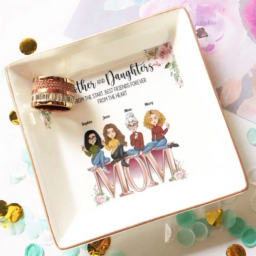 Mother And Daughters Best Friends From The Heart - Personalized Jewelry Dish - Image 3