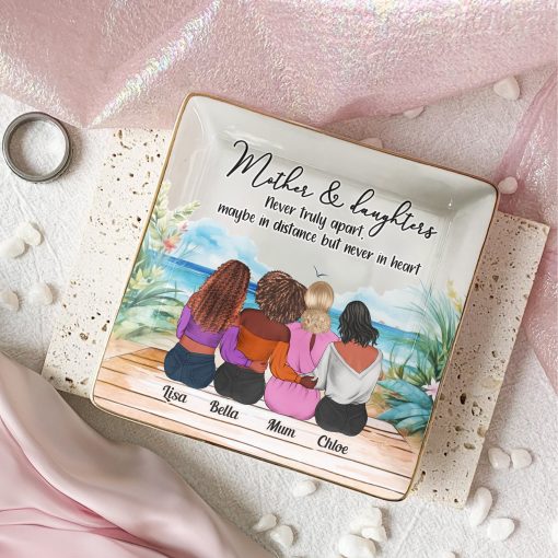 Mother And Daughters Never Truly Apart Mom Gift - Personalized Jewelry Dish - Image 2