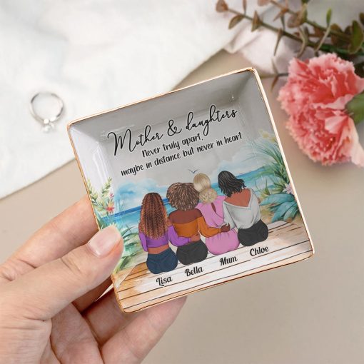 Mother And Daughters Never Truly Apart Mom Gift - Personalized Jewelry Dish - Image 3