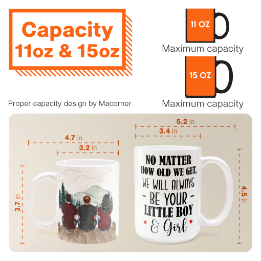 No Matter How Old We Get, We Will Always Be Your Little Girls & Boys - Personalized Mug - Fathers Day Gift For Dad, Papa - Image 7