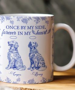 Once By My Side, Forever In My Heart Dog Memorial Toile De Jouy - Personalized Mug