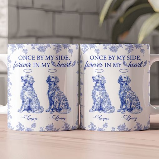 Once By My Side, Forever In My Heart Dog Memorial Toile De Jouy - Personalized Mug - Image 2