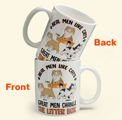 Real Men Like Cats Great Men Change The Litter Box - Personalized Mug - Image 3
