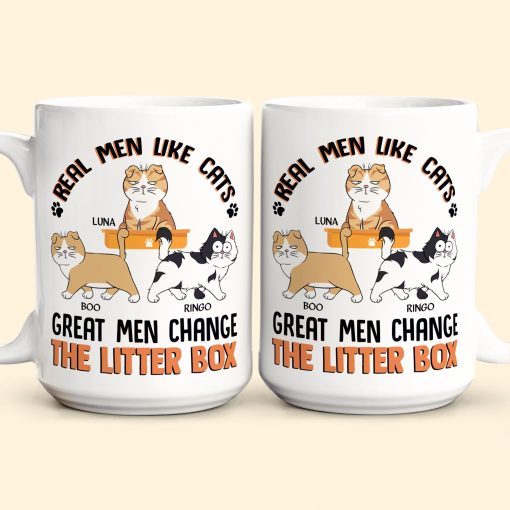 Real Men Like Cats Great Men Change The Litter Box - Personalized Mug - Image 2
