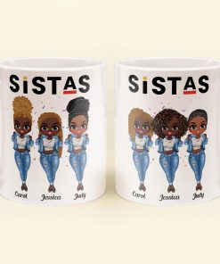 Sistas - Personalized Mug - Birthday Gift For Bestie, Best Friend, BFF, Sista, Colleague - Denim Chibi Girl