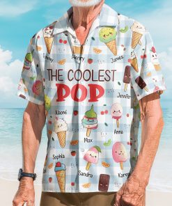 The Coolest Pop - Custom With Kids' Names - Personalized Hawaiian Shirt