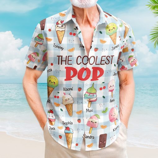 The Coolest Pop - Custom With Kids' Names - Personalized Hawaiian Shirt - Image 3