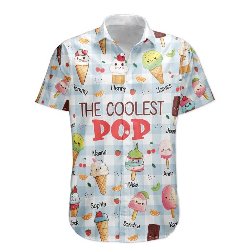 The Coolest Pop - Custom With Kids' Names - Personalized Hawaiian Shirt - Image 5