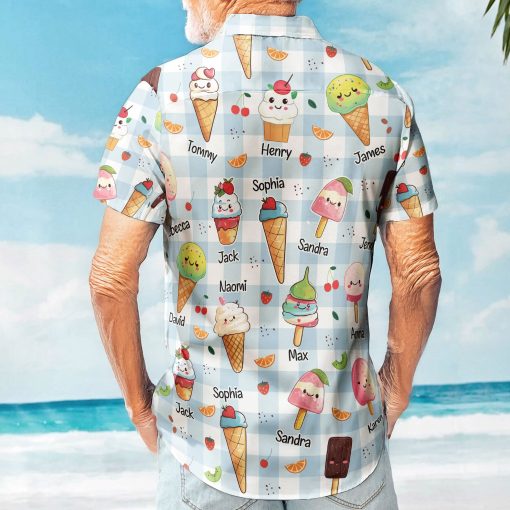 The Coolest Pop - Custom With Kids' Names - Personalized Hawaiian Shirt - Image 2