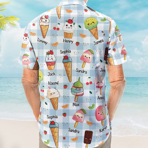 The Coolest Pop - Custom With Kids' Names - Personalized Hawaiian Shirt - Image 4