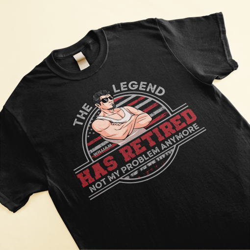 The Legend Has Retired Ver 2 - Personalized Shirt - Birthday Funny Gift, 4th Of July Gift For Dad, Husband, Grandpa - Image 3