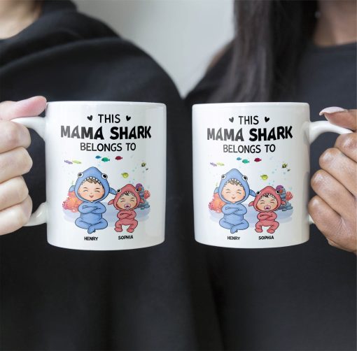 This Mama Shark Belongs To - Personalized Mug - Image 5