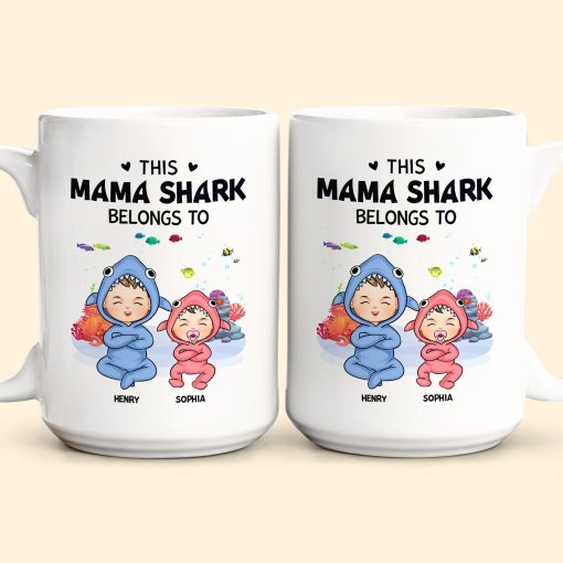 This Mama Shark Belongs To - Personalized Mug - Image 7