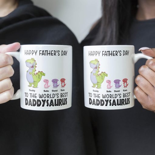 To The World's Best Daddysaurus - Personalized Mug - Father's Day, Birthday, Funny Gift For Dad, Father, Husband - Gift From Wife, Son, Daughter - Image 5