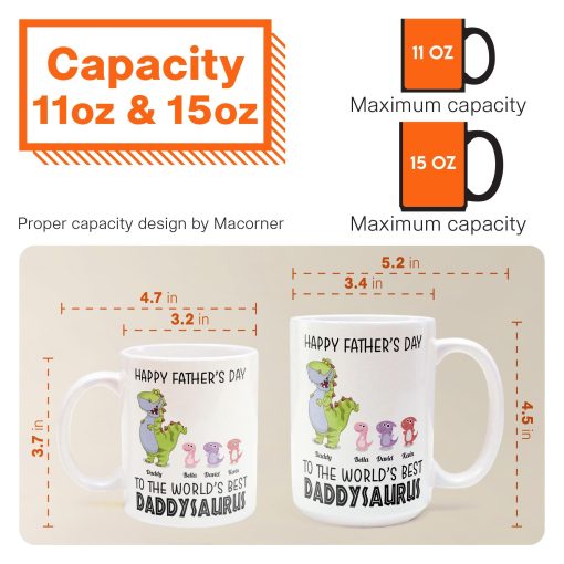 To The World's Best Daddysaurus - Personalized Mug - Father's Day, Birthday, Funny Gift For Dad, Father, Husband - Gift From Wife, Son, Daughter - Image 6