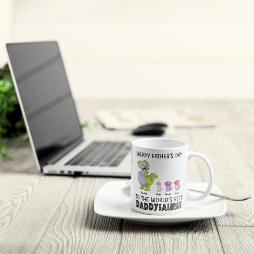 To The World's Best Daddysaurus - Personalized Mug - Father's Day, Birthday, Funny Gift For Dad, Father, Husband - Gift From Wife, Son, Daughter - Image 3