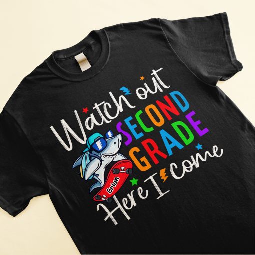 Watch Out School Here I Come - Personalized Shirt - Birthday, Back To School Gift For Kids, Student, 1st Day Of School, Back2School - Image 2