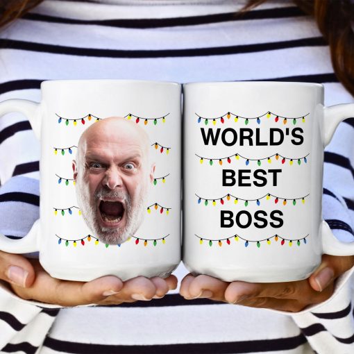World'S Best Boss Funny Xmas Lights Custom Face - Personalized Photo Mug - Image 8