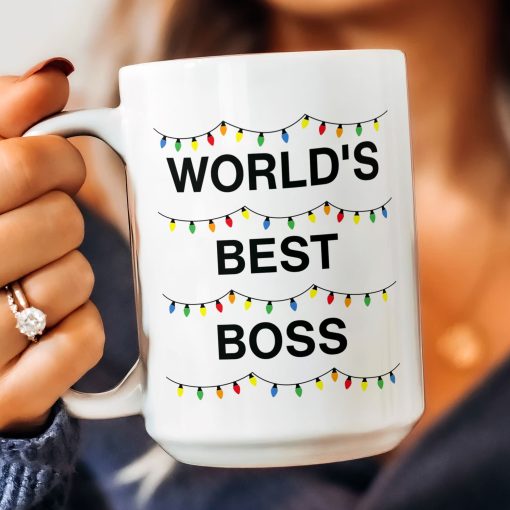 World'S Best Boss Funny Xmas Lights Custom Face - Personalized Photo Mug - Image 9